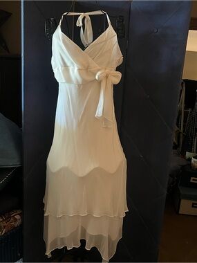 BCBGeneration 2005 silk off white halter dress